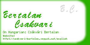 bertalan csakvari business card
